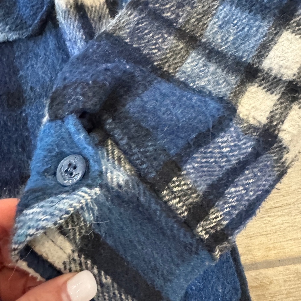 VanCort Blue and White flannel Shirt Jacket Shacket vintage small - Picture 7 of 10